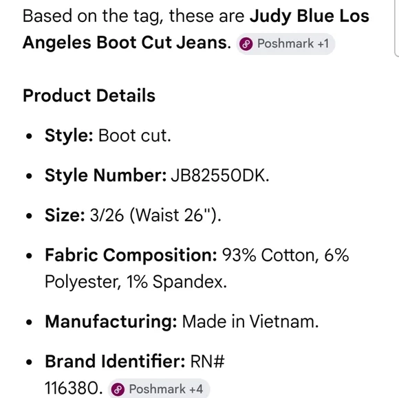 Judy Blue Women's Blue Boot Cut Jeans - Picture 6 of 6